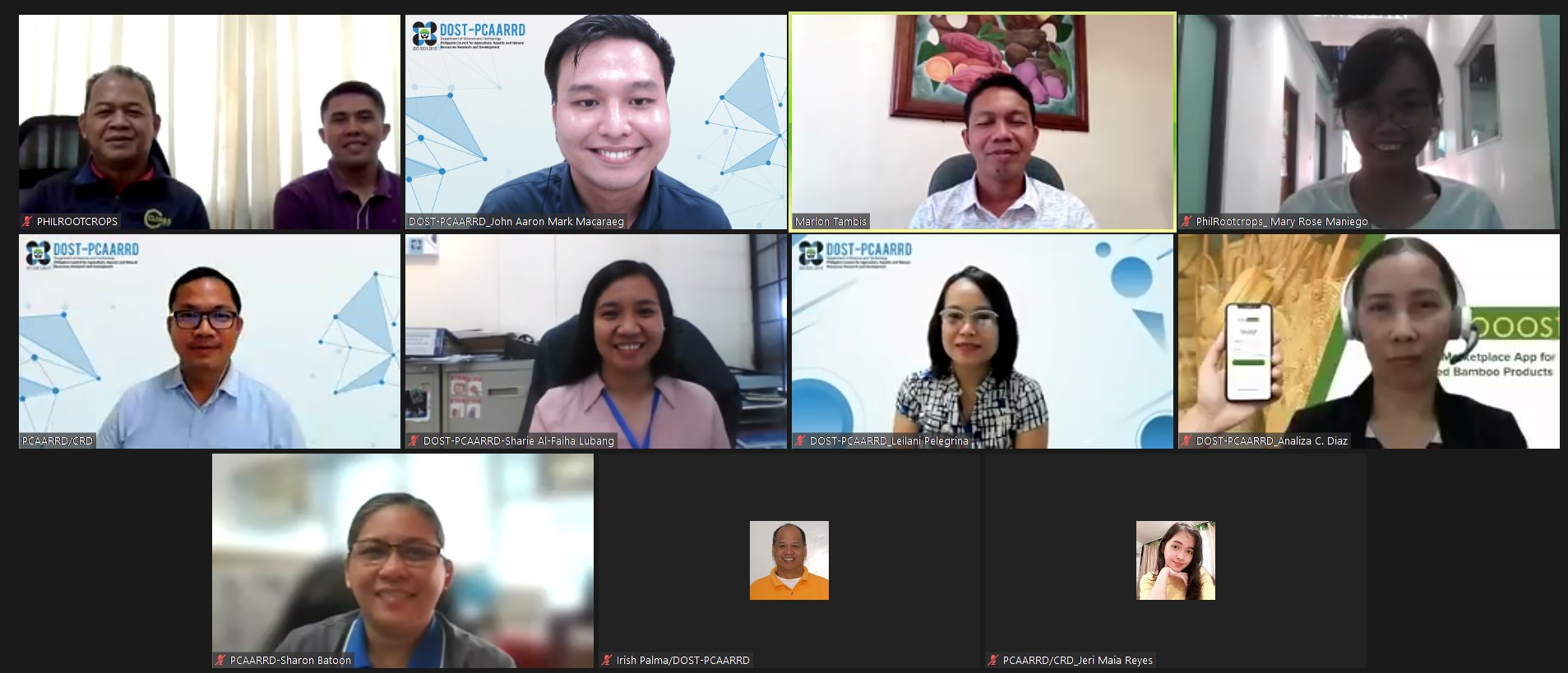 Participants of the Pre-Terminal Review for “Enhanced Distribution, Nursery Establishment and Product Utilization of Root Crops in Region 8 to Mitigate the Impact of COVID-19” (Image Credit: Crops Research Division, PCAARRD).