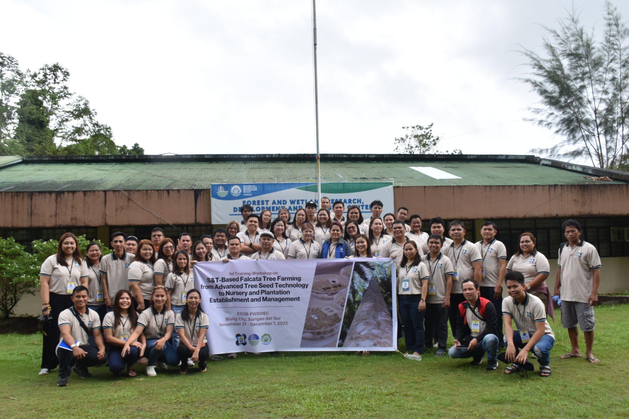 Participants of the first training workshop on S&amp;T based falcata farming from advanced tree seed technology to nursery and plantation establishment and management. (Image credit: ERDB-Forest and Wetland Research, Development and Extension Center)