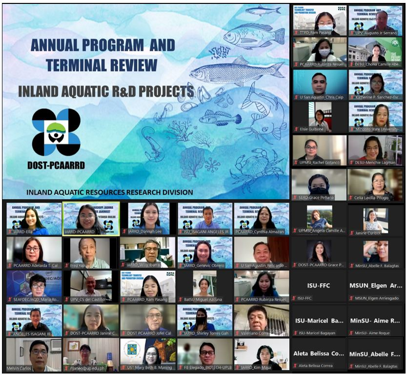 Participants of the Inland Aquatic R&D Projects Annual Program and Terminal Review held last December 13-15, 2021 via Zoom/Video Conference. (Image credit: IARRD, DOST-PCAARRD S&T Media Services)