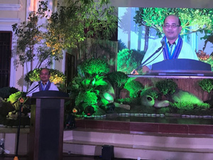 DOST-PCAARRD Acting Executive Director Reynaldo V. Ebora shares his visions for the AANR sectors through the keynote speech (Image credit: Paul Jersey G. Leron, Applied Communication Division (ACD), PCAARRD)