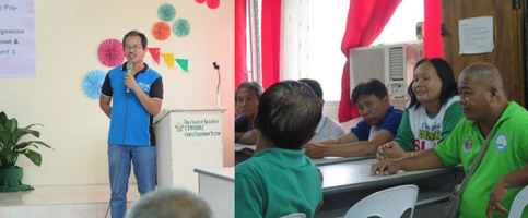 Mr. Fernando B. Aurigue, Project Leader from DOST-PNRI, lectures on the Carrageenan PGP Technology for Mungbean and Peanut to farmers in Ubay, Bohol.